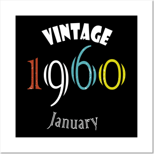 1960  Vintage January Birthday Posters and Art